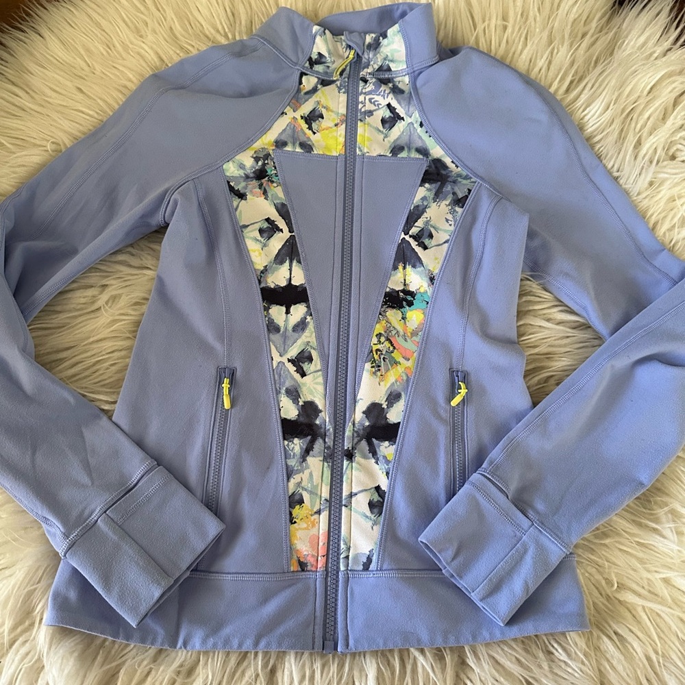 Ivivva purple full zip stretchy track jacket thumb holes‎ girls size 14